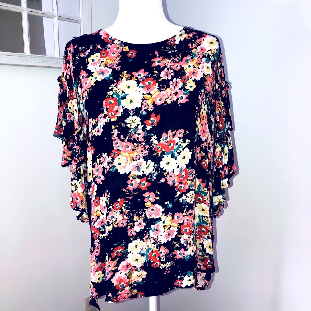 Floral Ruffled Sleeve Blouse - NWT
